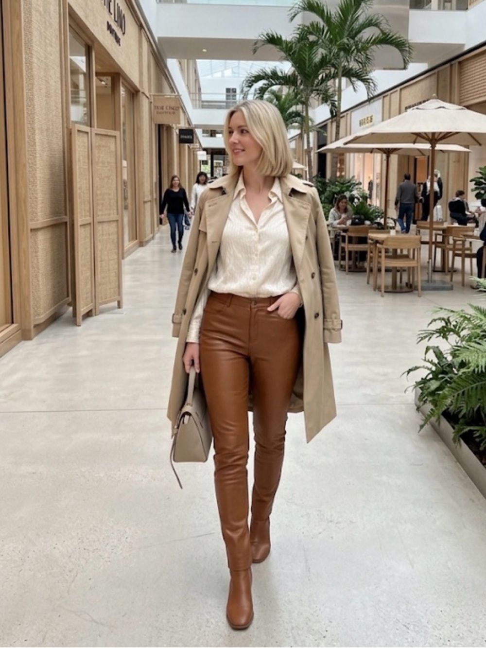 Lafayette 148 New York  Mercer 100% leather Cognac Brown Leather Skinny Pants